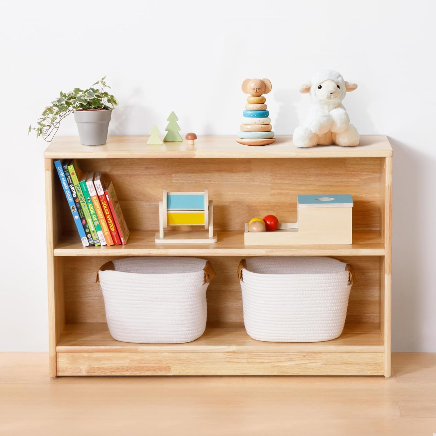 Montessori Shelf Toy - Montessori Rafı 2 Katlı Oyuncak Depolama