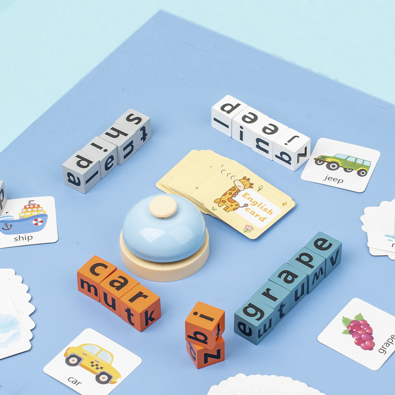 Kids Educational Games Learn English - Yaratıcı Ahşap Büyü Kelime Oyuncak Mektup