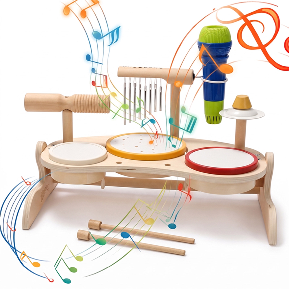 Kids Education Table - Çocuklar İçin Ahşap Davul Seti Müzik