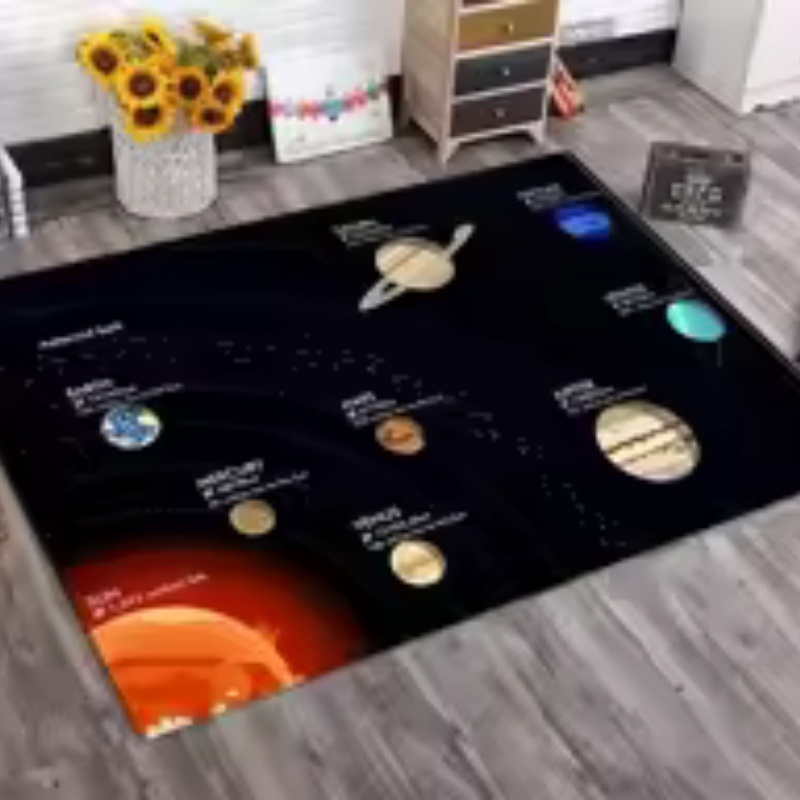Kids Education Background - Siyah Zeminli Güneş Sistemi Gezegen Etiketli