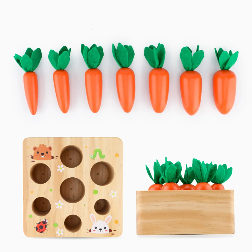 Montessori Shelf Toy - Çocuk bulmacaları Yukarı Çekin Havuç Oyunu