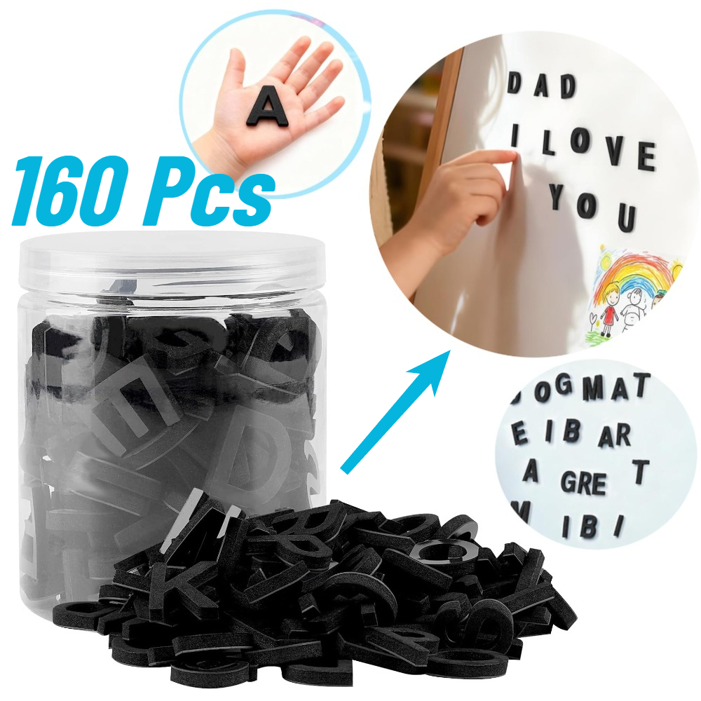 Magnetic Letter Board - 160 adet Dekoratif Manyetik EVA Alfabe