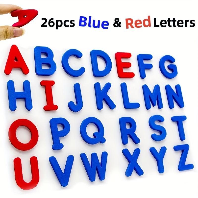 Kids Educational - Alphabet Numbers & More - Kırmızı ve Mavi İngilizce Mektup Manyetik