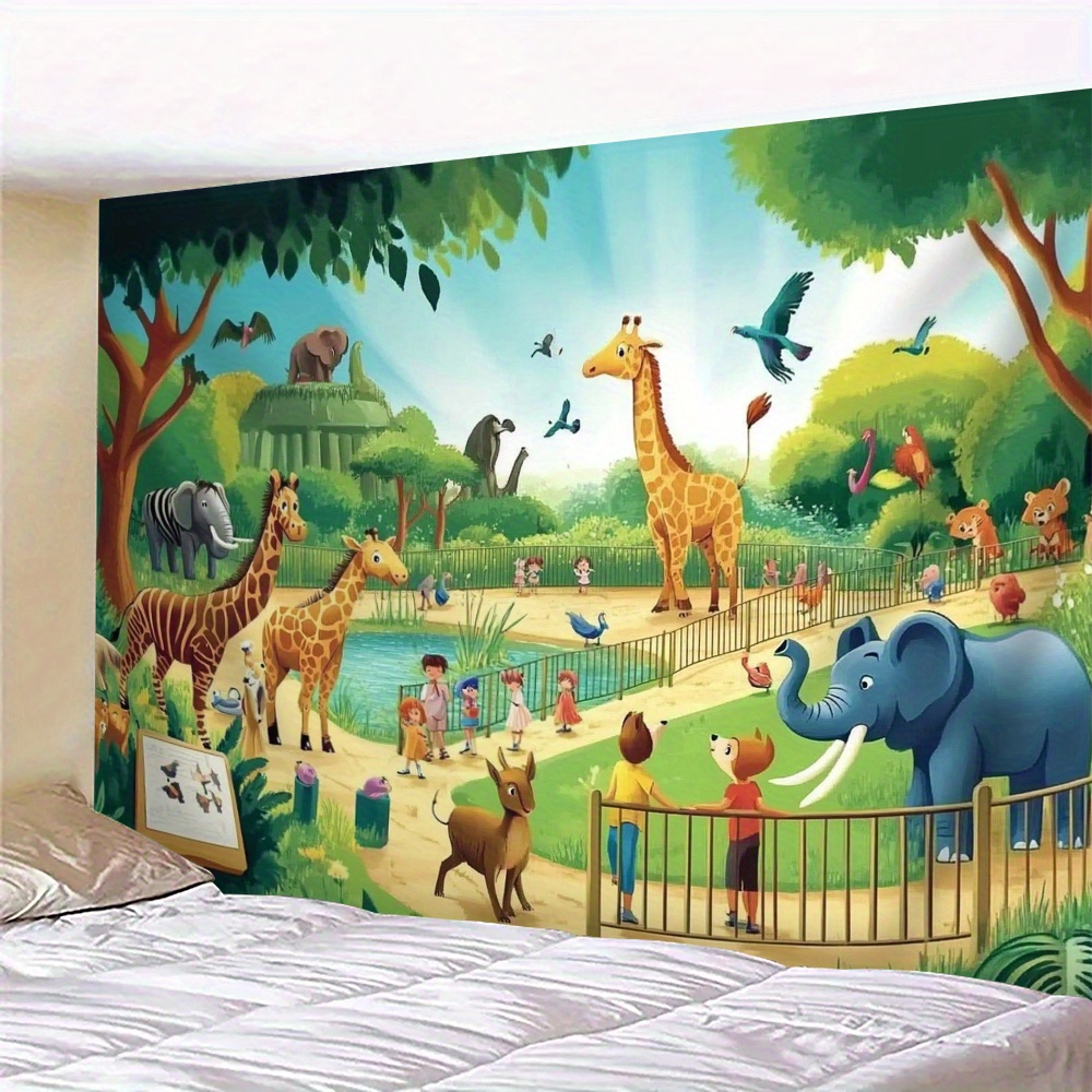 Kids Education Background - 1 adet Karikatür Hayvanat Bahçesi Hayvanları