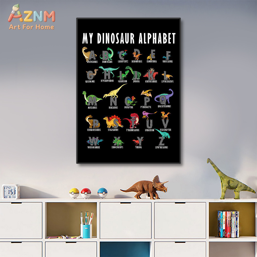 AZNM Dinozor Alfabe Tuval Duva - Kids Education Background incelemesi ve fiyatı