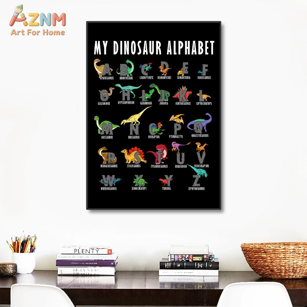 AZNM Dinozor Alfabe Tuval Duva - Kids Education Background incelemesi ve fiyatı