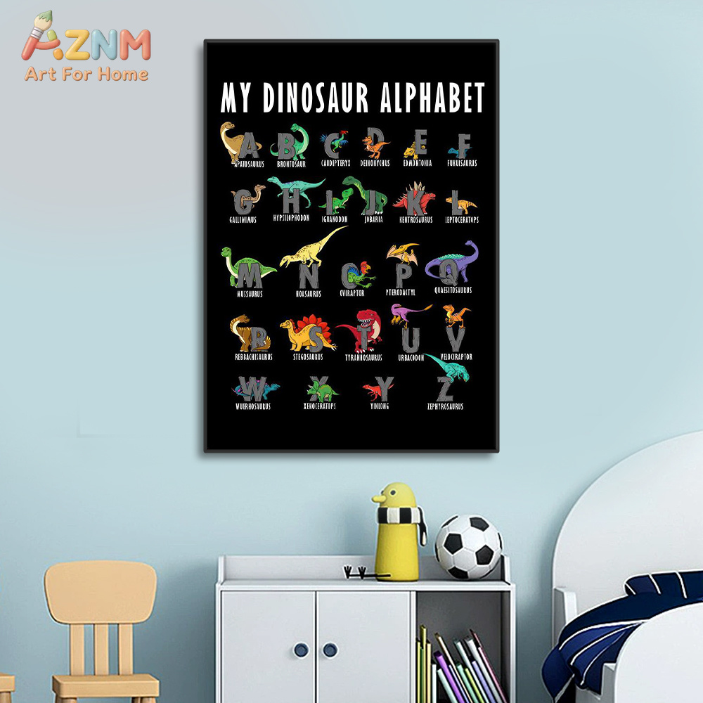 AZNM Dinozor Alfabe Tuval Duva - Kids Education Background incelemesi ve fiyatı